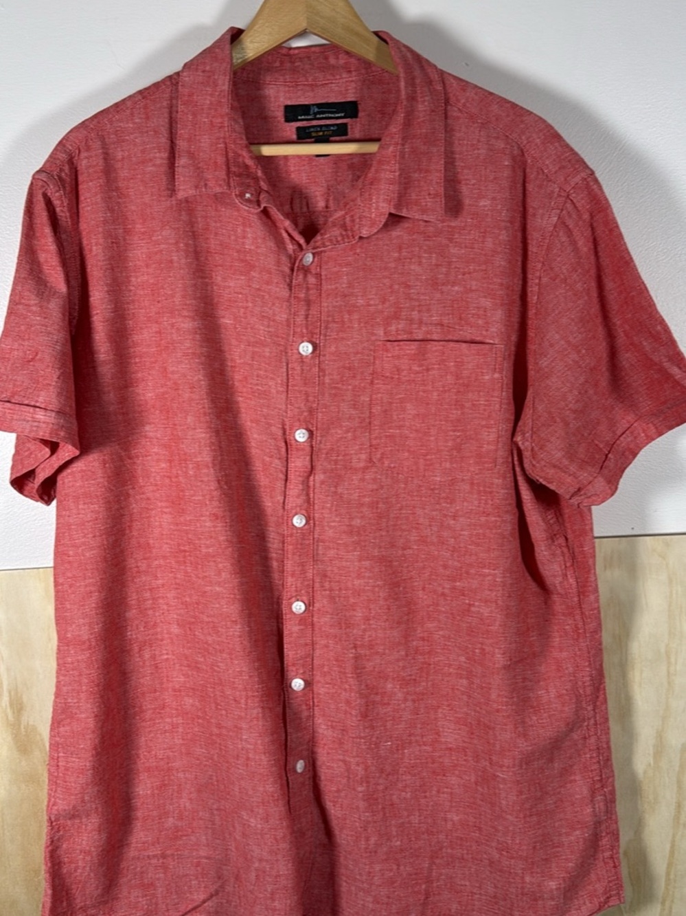 Marc Anthony Red Short Sleeve Button-Down Casual Shirt